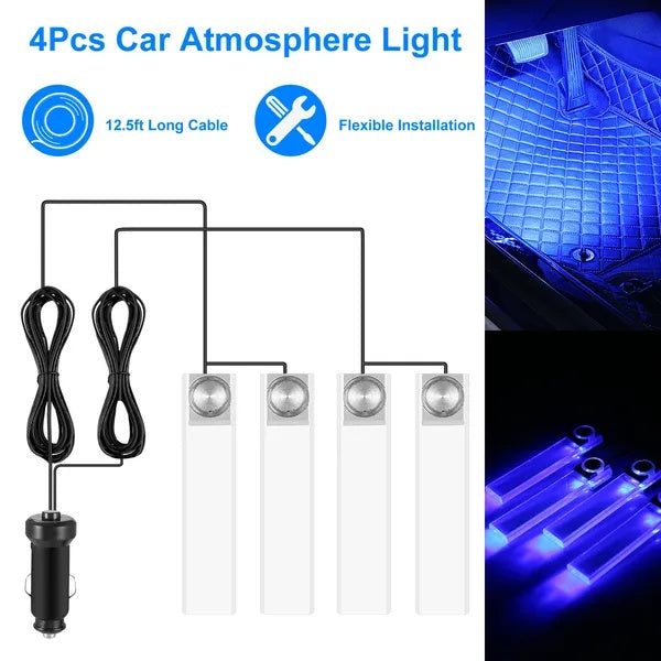 4Pcs Car Interior LED Atmosphere Light Car Charge