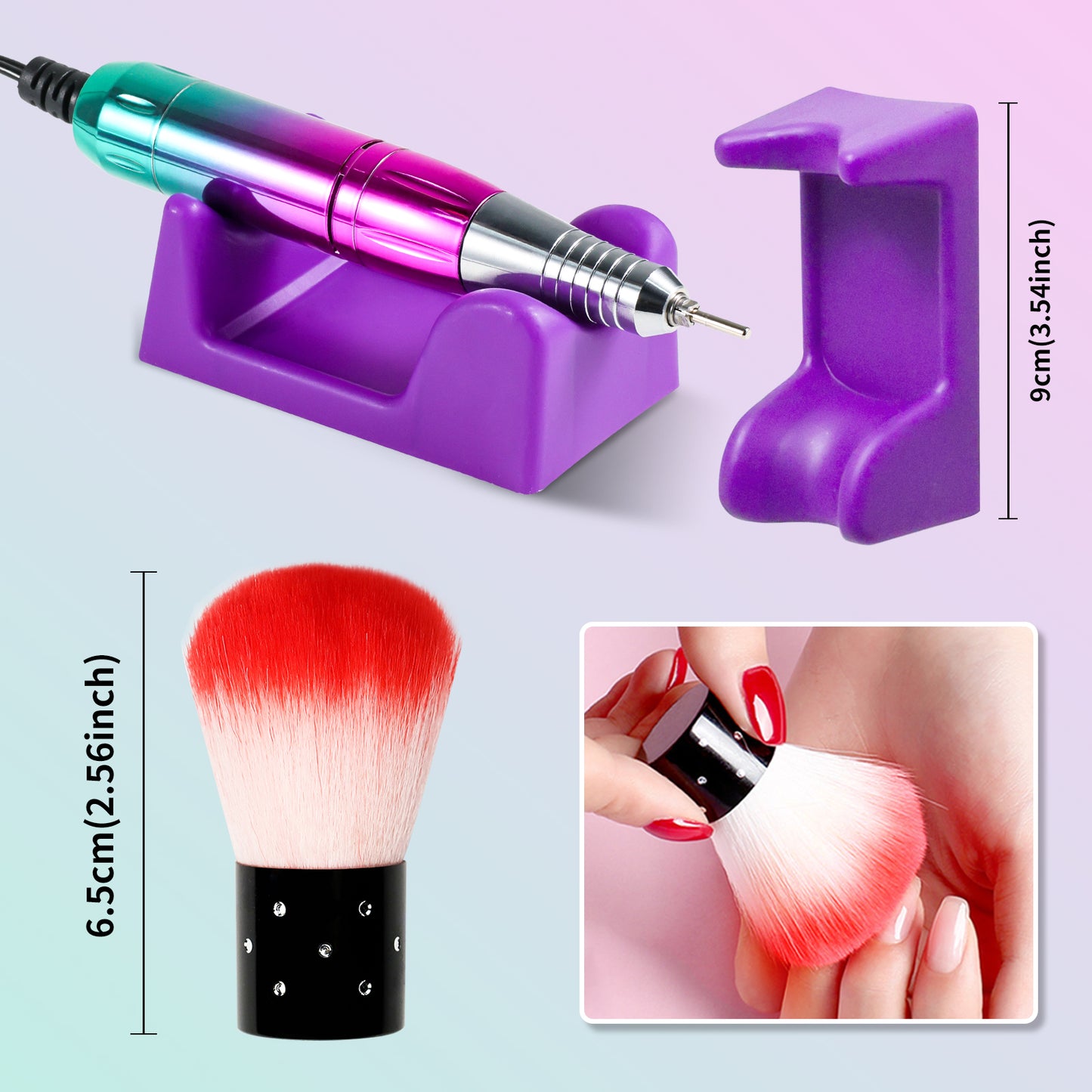 Professional Electric Nail Drill, 45000 RPM Cordless Rechargeable E-File Machine, With 12 Bits, Sanding Bands, LCD Display For Acrylic Gel Nails