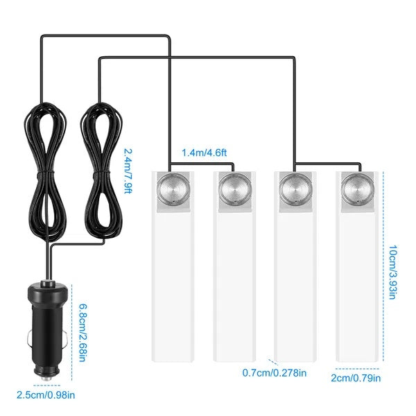 4Pcs Car Interior LED Atmosphere Light Car Charge
