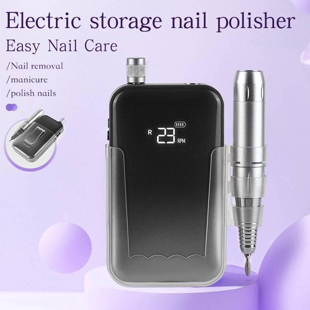 Professional Electric Nail Drill, 45000 RPM Cordless Rechargeable E-File Machine, With 12 Bits, Sanding Bands, LCD Display For Acrylic Gel Nails
