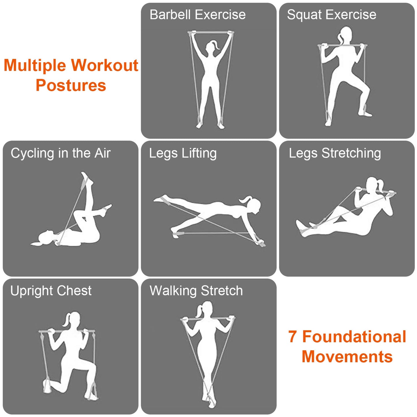 100LBS OR 180LBS Band Options - 1Pc Pilates Bar Kit Multifunctional Pilates Yoga Toning Bar Full Body Exercise Equipment Set For Beginners Intermediates Professionals 4 Elastic Resistance Bands