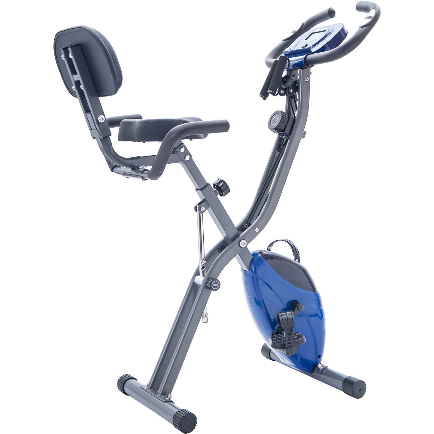 Folding Exercise Bike, Fitness Upright And Recumbent X-Bike With 16-Level Adjustable Resistance, Arm Bands And Backrest